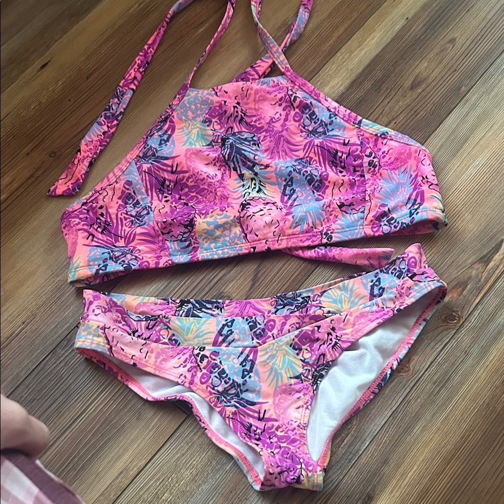 Vibrant Pink Patterned Bikini Set